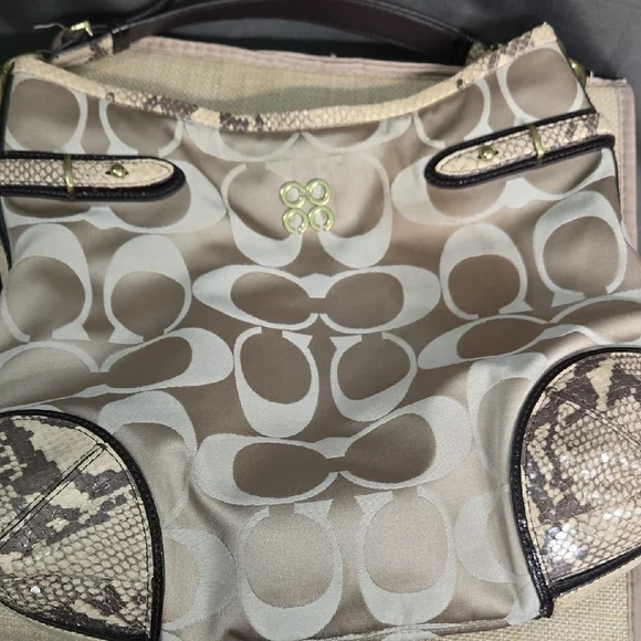 Coach Signature C's with Snakeskin Trim Shoulder Bag - Picture 15 of 15